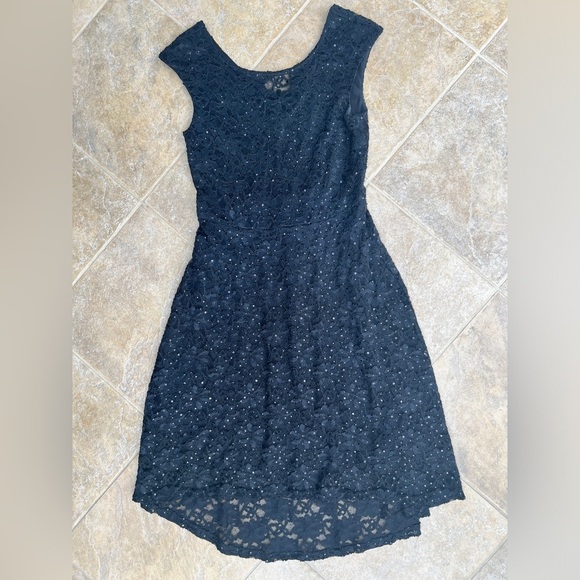 Connected Apparel Womens Sequins Black Lace Romantic Fit and Flare Dress 10 - Picture 10 of 13